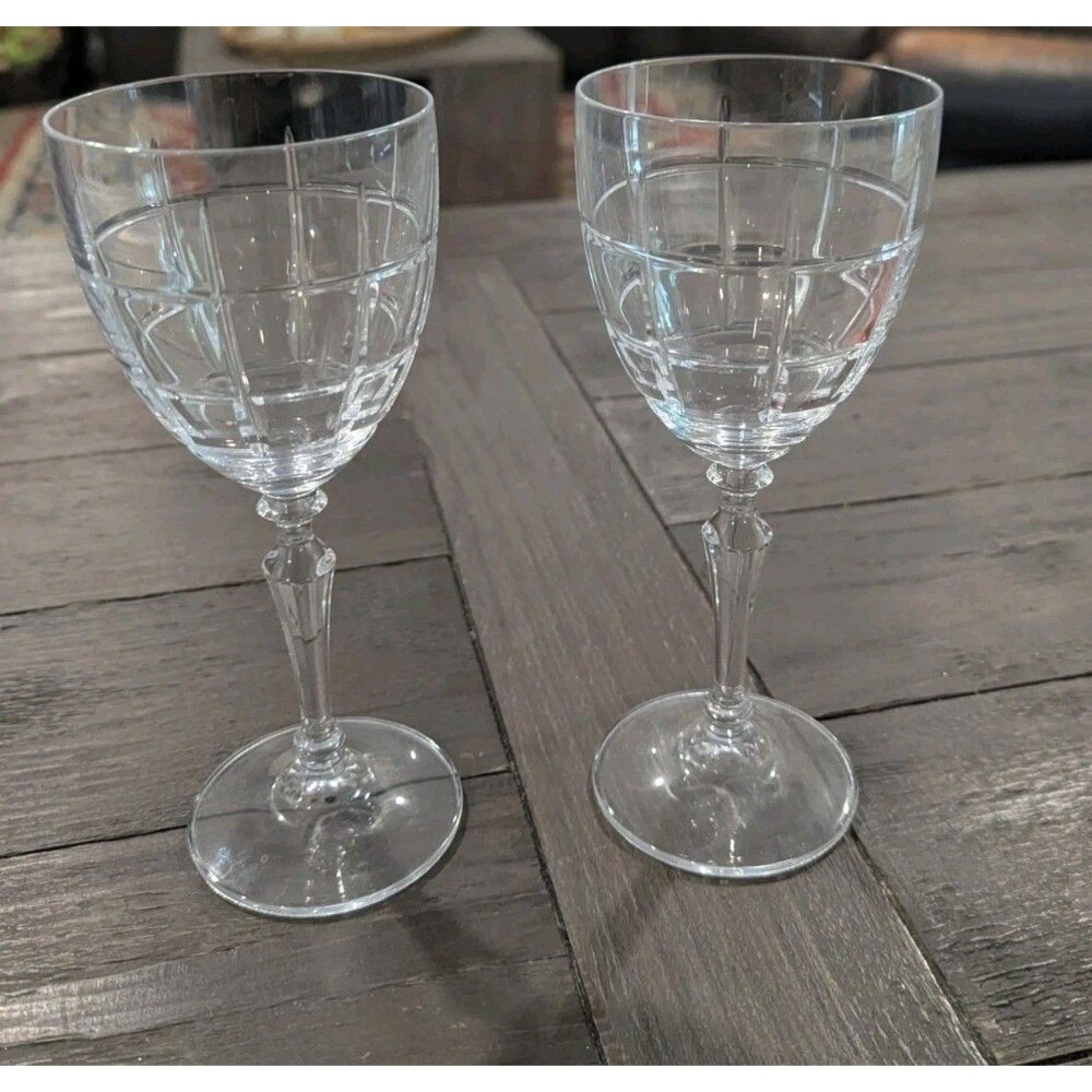 2 Waterford Marquis Vertical Horizontal Cut Wine Water Goblet 7-1/4